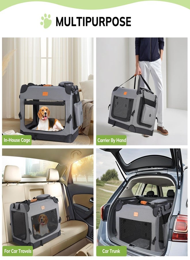Morpilot Portable Collapsible Dog Crate: Travel Dog Crate Soft-Sided with Durable Mesh Windows for Small Dogs up to 27lbs, with Foldable Bowl, Shoulder Strap & Storage Pockets, Grey - Image 4